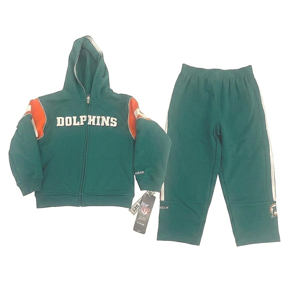 Miami Dolphins Kids NFL Reebok Fleece Hodded Tracksuit Size 4T Embroidered NWT